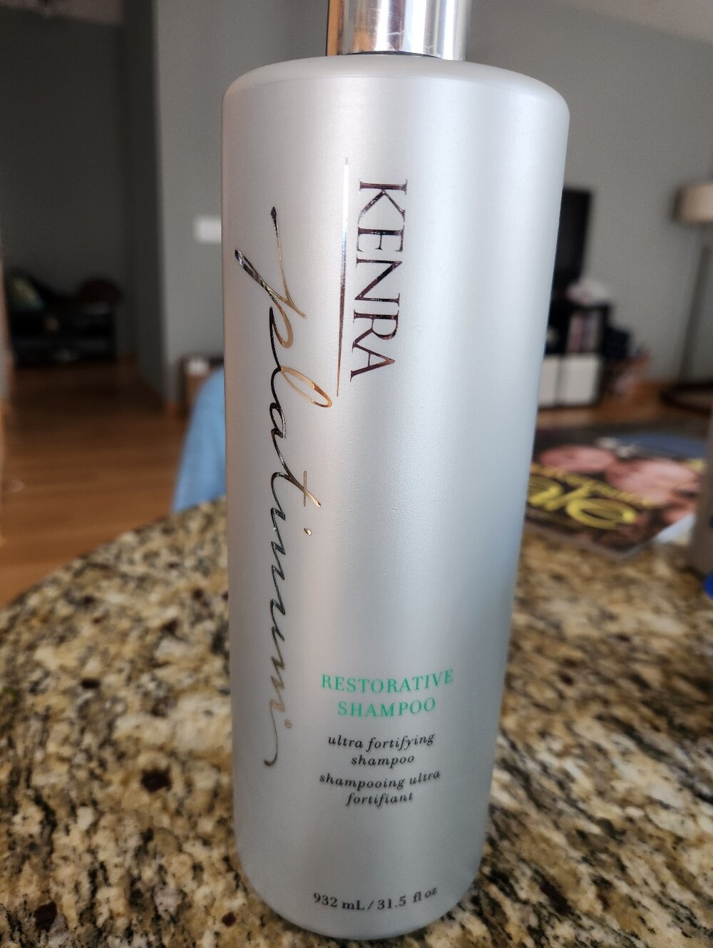 Kenra Platinum Restorative Shampoo - Silver Bottle with Teal Text, 1L